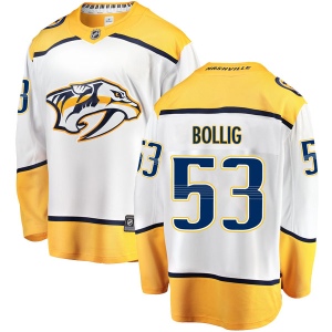 Men's Brandon Bollig Nashville Predators Breakaway Away Jersey - White