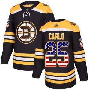 Men's Brandon Carlo Boston Bruins Authentic USA Flag Fashion Jersey - Black