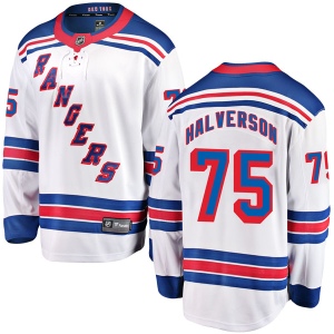 Men's Brandon Halverson New York Rangers Breakaway Away Jersey - White