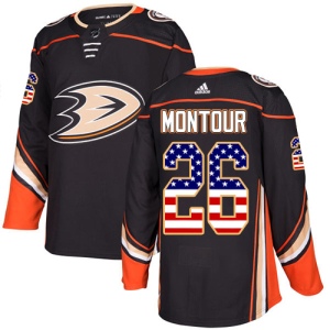 Men's Brandon Montour Anaheim Ducks Authentic USA Flag Fashion Jersey - Black