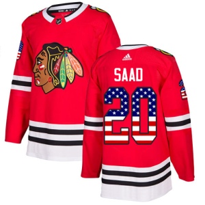 Men's Brandon Saad Chicago Blackhawks Authentic USA Flag Fashion Jersey - Red