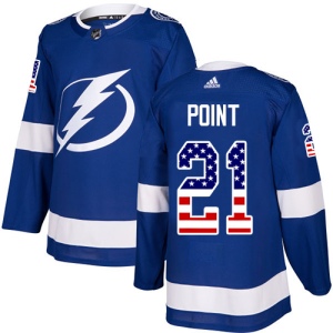 Men's Brayden Point Tampa Bay Lightning Authentic USA Flag Fashion Jersey - Blue