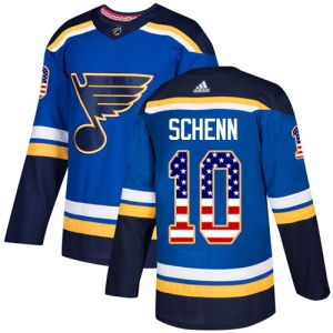 Men's Brayden Schenn St. Louis Blues Authentic USA Flag Fashion Jersey - Blue