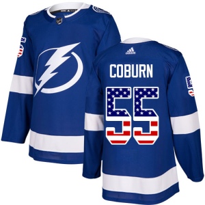 Men's Braydon Coburn Tampa Bay Lightning Authentic USA Flag Fashion Jersey - Blue