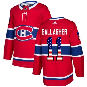 Men's Brendan Gallagher Montreal Canadiens Authentic USA Flag Fashion Jersey - Red