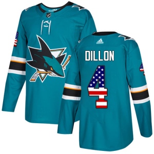 Men's Brenden Dillon San Jose Sharks Authentic Teal USA Flag Fashion Jersey - Green