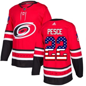 Men's Brett Pesce Carolina Hurricanes Authentic USA Flag Fashion Jersey - Red