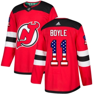 Men's Brian Boyle New Jersey Devils Authentic USA Flag Fashion Jersey - Red