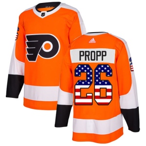 Men's Brian Propp Philadelphia Flyers Authentic USA Flag Fashion Jersey - Orange