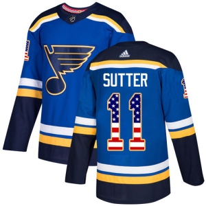 Men's Brian Sutter St. Louis Blues Authentic USA Flag Fashion Jersey - Blue