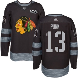 Men's CM Punk Chicago Blackhawks Authentic 1917-2017 100th Anniversary Jersey - Black