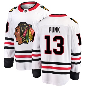 Men's CM Punk Chicago Blackhawks Breakaway Away Jersey - White