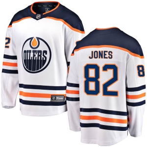 Men's Caleb Jones Edmonton Oilers Authentic Away Breakaway Jersey - White