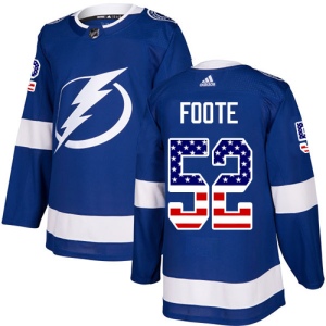 Men's Callan Foote Tampa Bay Lightning Authentic USA Flag Fashion Jersey - Blue