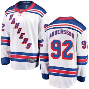 Men's Calle Andersson New York Rangers Breakaway Away Jersey - White