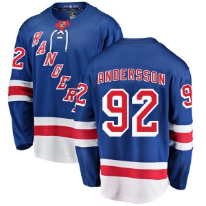 Men's Calle Andersson New York Rangers Breakaway Home Jersey - Blue