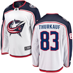 Men's Calvin Thurkauf Columbus Blue Jackets Breakaway Away Jersey - White