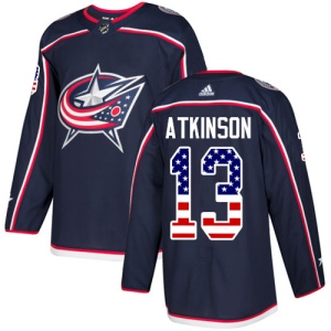 Men's Cam Atkinson Columbus Blue Jackets Authentic USA Flag Fashion Jersey - Navy Blue