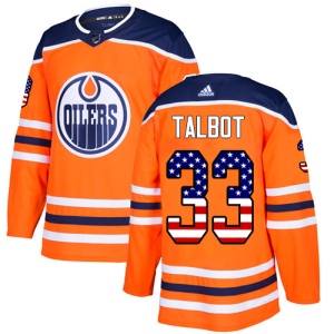 Men's Cam Talbot Edmonton Oilers Authentic USA Flag Fashion Jersey - Orange