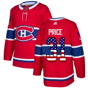 Men's Carey Price Montreal Canadiens Authentic USA Flag Fashion Jersey - Red