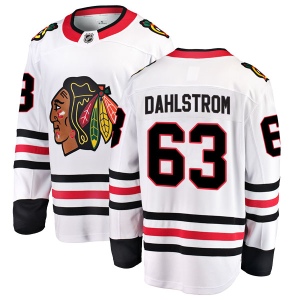 Men's Carl Dahlstrom Chicago Blackhawks Breakaway Away Jersey - White