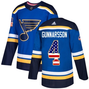 Men's Carl Gunnarsson St. Louis Blues Authentic USA Flag Fashion Jersey - Blue