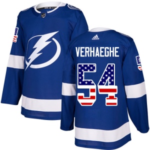 Men's Carter Verhaeghe Tampa Bay Lightning Authentic USA Flag Fashion Jersey - Blue