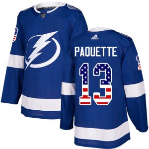 Men's Cedric Paquette Tampa Bay Lightning Authentic USA Flag Fashion Jersey - Blue