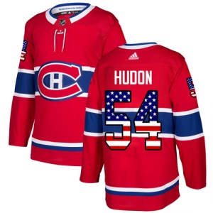 Men's Charles Hudon Montreal Canadiens Authentic USA Flag Fashion Jersey - Red