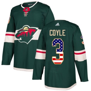 Men's Charlie Coyle Minnesota Wild Authentic USA Flag Fashion Jersey - Green