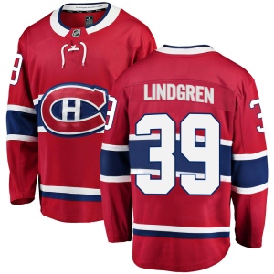 Men's Charlie Lindgren Montreal Canadiens Breakaway Home Jersey - Red