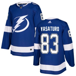 Men's Charlie Vasaturo Tampa Bay Lightning Authentic Home Jersey - Blue