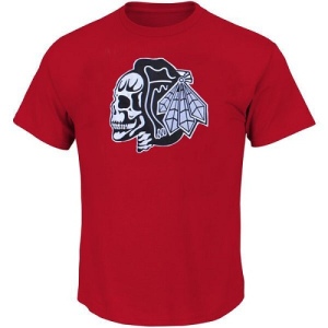 Men's Chicago Blackhawks T-Shirts - Skull - Red/White