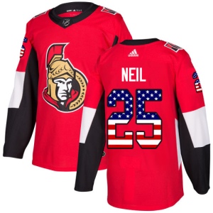 Men's Chris Neil Ottawa Senators Authentic USA Flag Fashion Jersey - Red