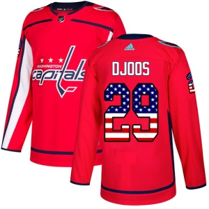 Men's Christian Djoos Washington Capitals Authentic USA Flag Fashion Jersey - Red