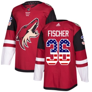 Men's Christian Fischer Arizona Coyotes Authentic USA Flag Fashion Jersey - Red