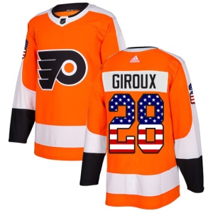 Men's Claude Giroux Philadelphia Flyers Authentic USA Flag Fashion Jersey - Orange