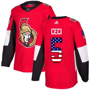 Men's Cody Ceci Ottawa Senators Authentic USA Flag Fashion Jersey - Red