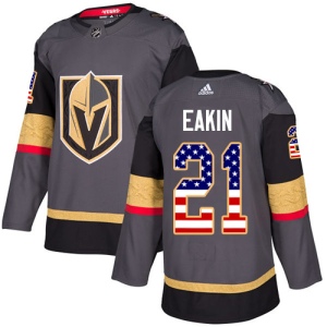 Men's Cody Eakin Vegas Golden Knights Authentic Gray USA Flag Fashion Jersey - Gold