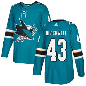 Men's Colin Blackwell San Jose Sharks Authentic Teal Home Jersey - Black