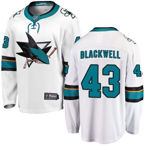 Men's Colin Blackwell San Jose Sharks Breakaway Away Jersey - White