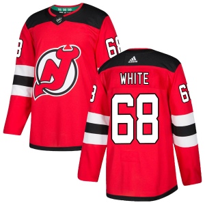 Men's Colton White New Jersey Devils Authentic Red Home Jersey - White