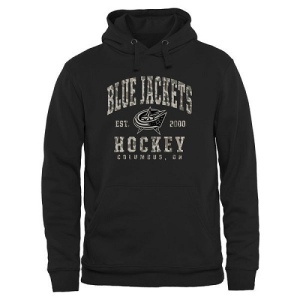 Men's Columbus Blue Jackets Camo Stack Pullover Hoodie - Black