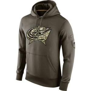 Men's Columbus Blue Jackets Salute To Service KO Performance Hoodie - Olive