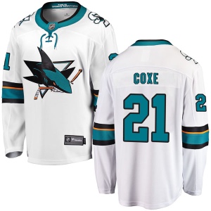 Men's Craig Coxe San Jose Sharks Breakaway Away Jersey - White