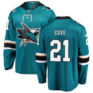 Men's Craig Coxe San Jose Sharks Breakaway Home Jersey - Teal