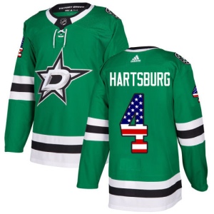 Men's Craig Hartsburg Dallas Stars Authentic USA Flag Fashion Jersey - Green