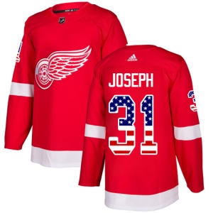 Men's Curtis Joseph Detroit Red Wings Authentic USA Flag Fashion Jersey - Red