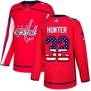 Men's Dale Hunter Washington Capitals Authentic USA Flag Fashion Jersey - Red