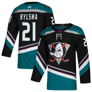 Men's Dan Bylsma Anaheim Ducks Authentic Teal Alternate Jersey - Black